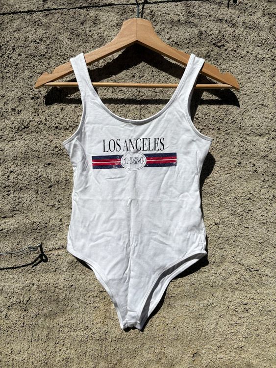 Y2K Used Look Tanktop Body mit Los Angeles Print Rückenfrei (Gebraucht ...