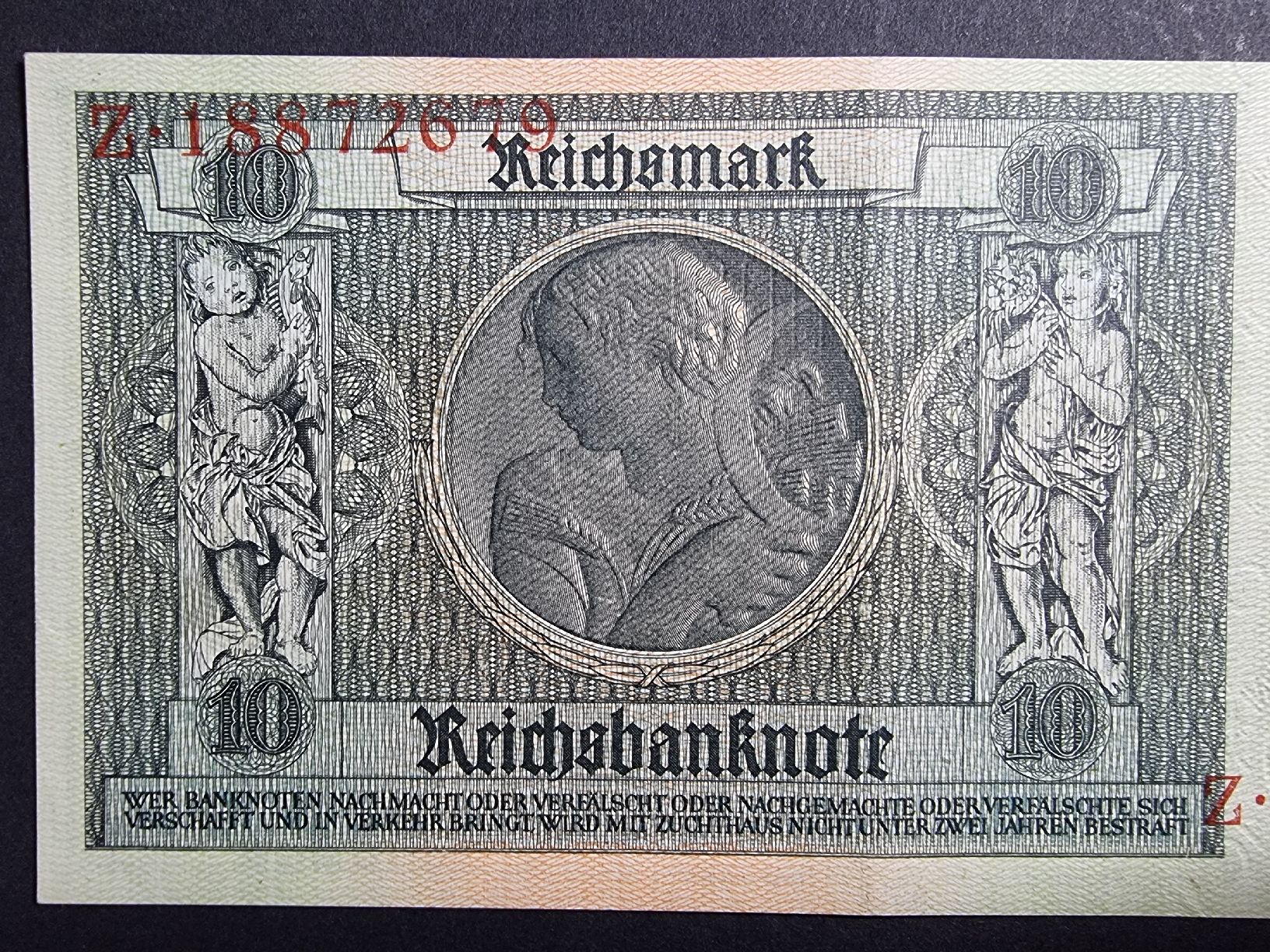 Banknoten: 10 Reichsmark , Sammlernote, guter Zustand. – Neu (gemäss Beschreibung) aus Neuenhof von tap_mxt6 4
