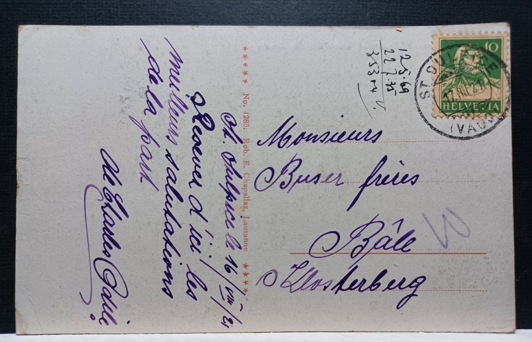 Cartoline postali: No. 1285, Uralt, St Sulpice. 1921 – Usato da Aarau Rohr venduto da mgvw 1