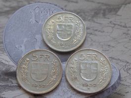 3 x 5 Fr. 1952 B - la petite thune Rare