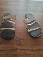 Elegante Damen Sommersandalen Gr. 40 Gold Glitzer