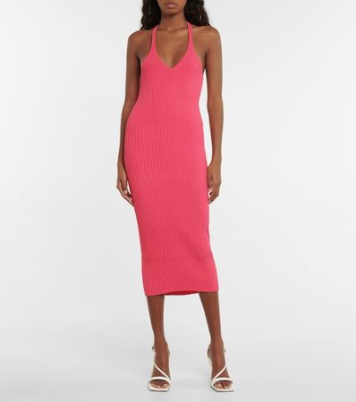 Helmut Lang - Ribbed-knit halterneck midi dress