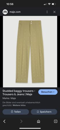 Maje Hose Oliv Grün mit Nieten Gr. 36