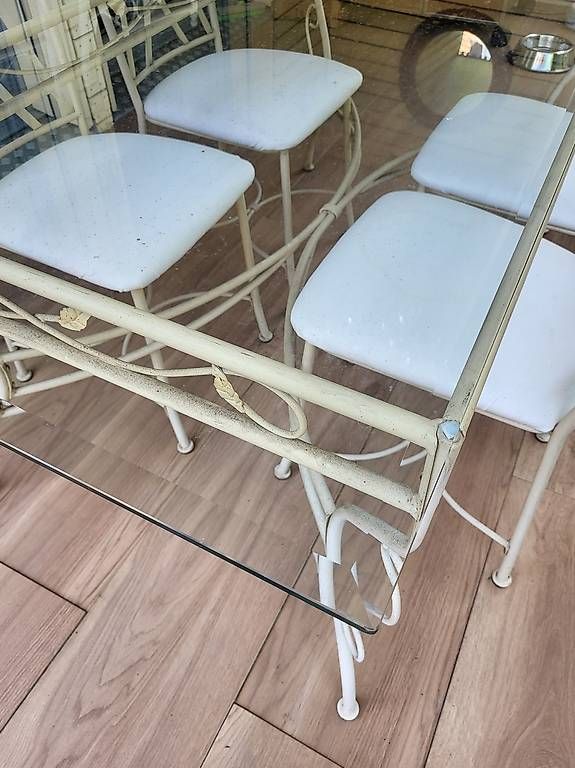 Set di tavolo e panche: Shabby chic Tisch, 4 Stühle & Konsolentisch – Usato da Henggart venduto da Purzel7798 2