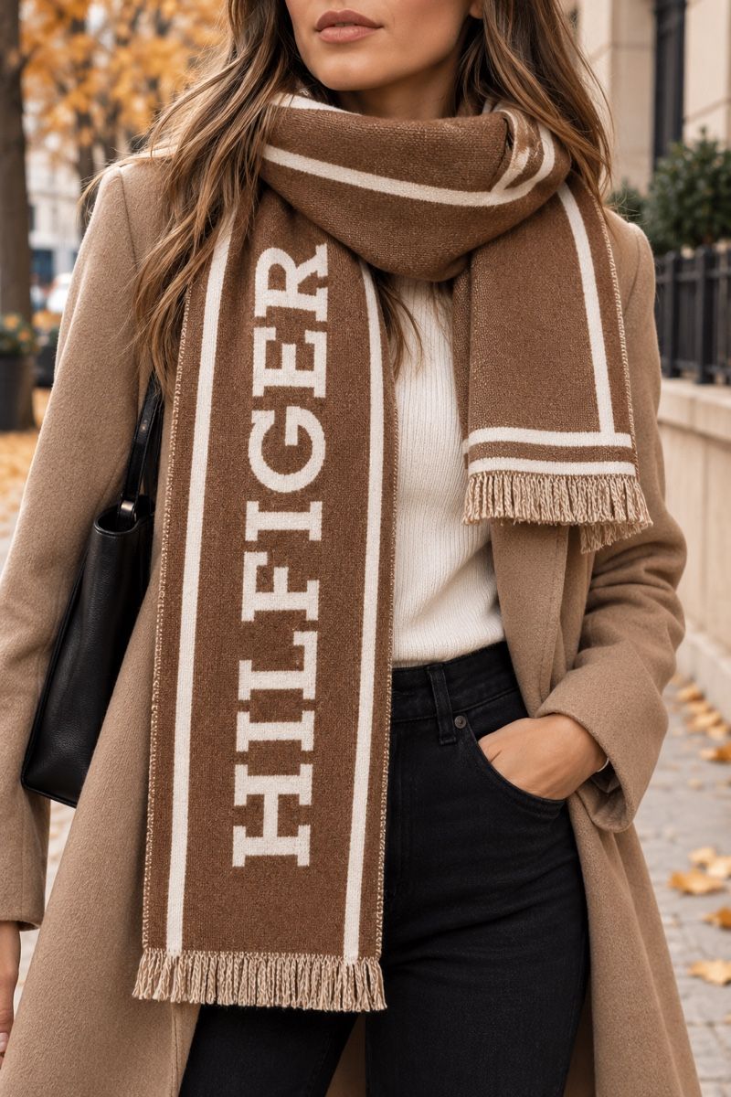 Tommy Hilfiger Foulard & Sciarpe: ÉCHARPE TOMMY HILFIGER OCRE – Nuovo e nell'imballaggio originale da Lausanne venduto da KeNaChic
