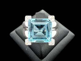 GÜBELIN Aquamarin 4.8c Diamanten Ring 18k Grösse 52.5 *S2191