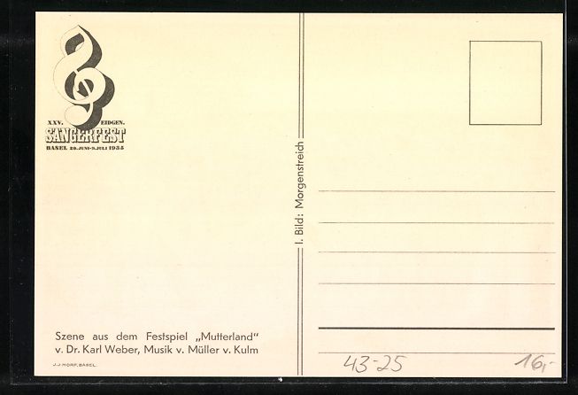 Cartes postales: Dr. Karl Weber: Basel, XXV. Eidgen. Sän – D'occasion à Berlin par bartko-reher 1