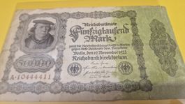 50000 Mark Geldschein, Inflationsgeld, Jahrgang 1922 Rarität