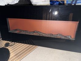 Wandkamin schwarz mit Flammenbild gut erhalten 120cm