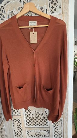Gilet / Jaquette orange en lin Taille M