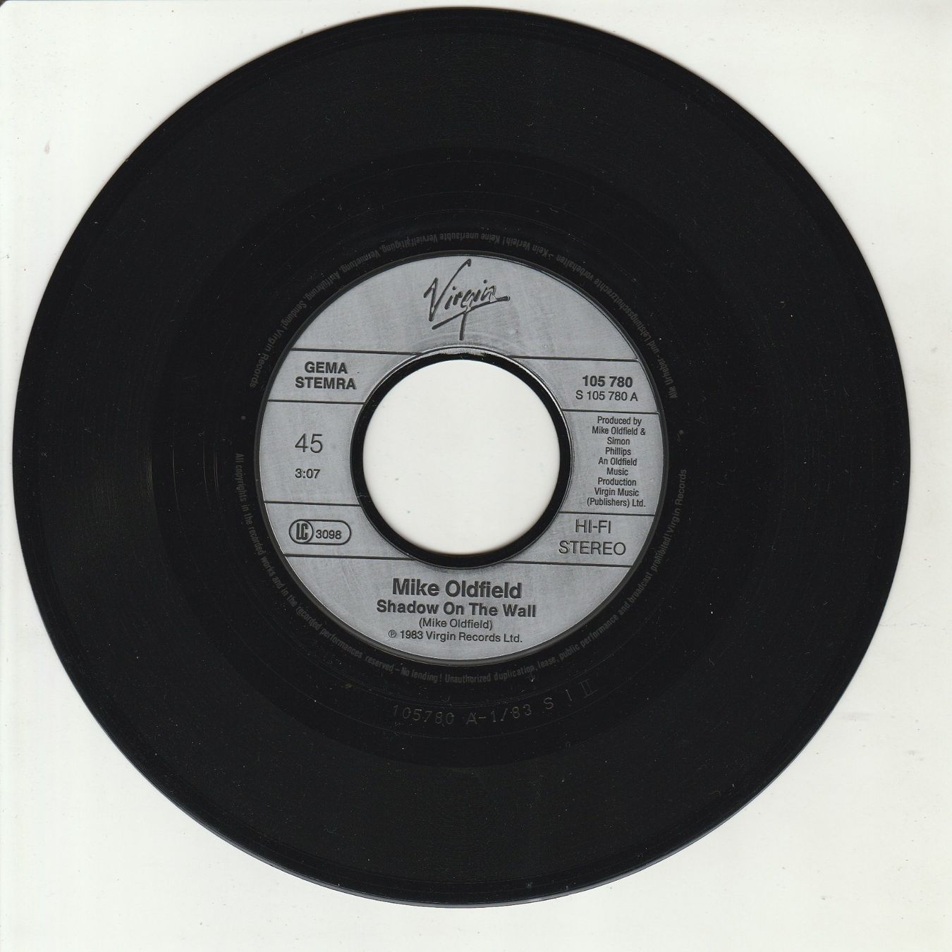Dischi in vinile: Mike Oldfield & Roger Chapman - Shadow on the wall 7" Vinyl – Usato da Tübach venduto da JamesStone 2