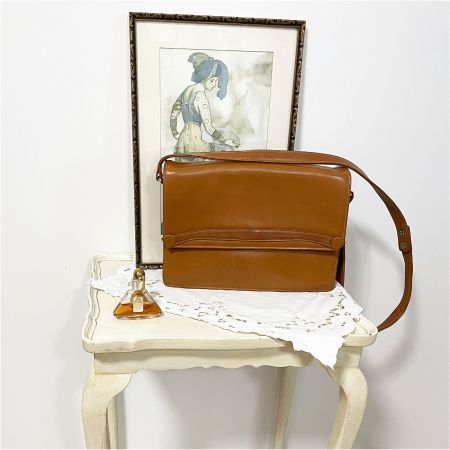 Tasche Umhängetasche Leder mittelbraun VINTAGE 1970s