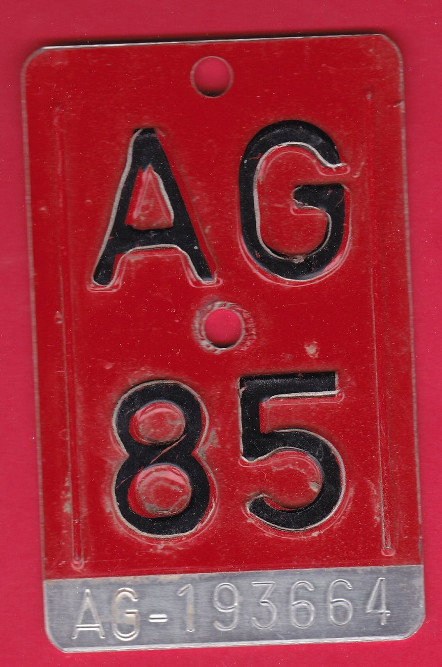 Insegne: VELONUMMER/FAHRRADSCHILD, AG 85 – Usato da Oberrieden venduto da Gebirgsstelze