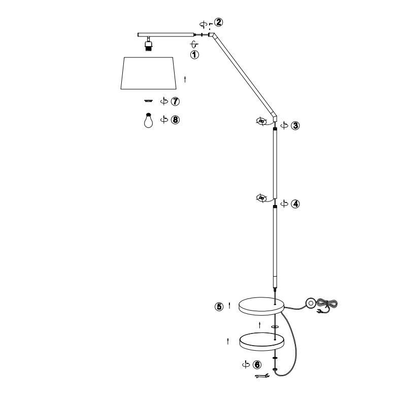 Lampade: Stehleuchte, Stoffschirm, 175 cm Höhe – Nuovo (secondo la descrizione) da Kreuzlingen venduto da Smart-Light 6