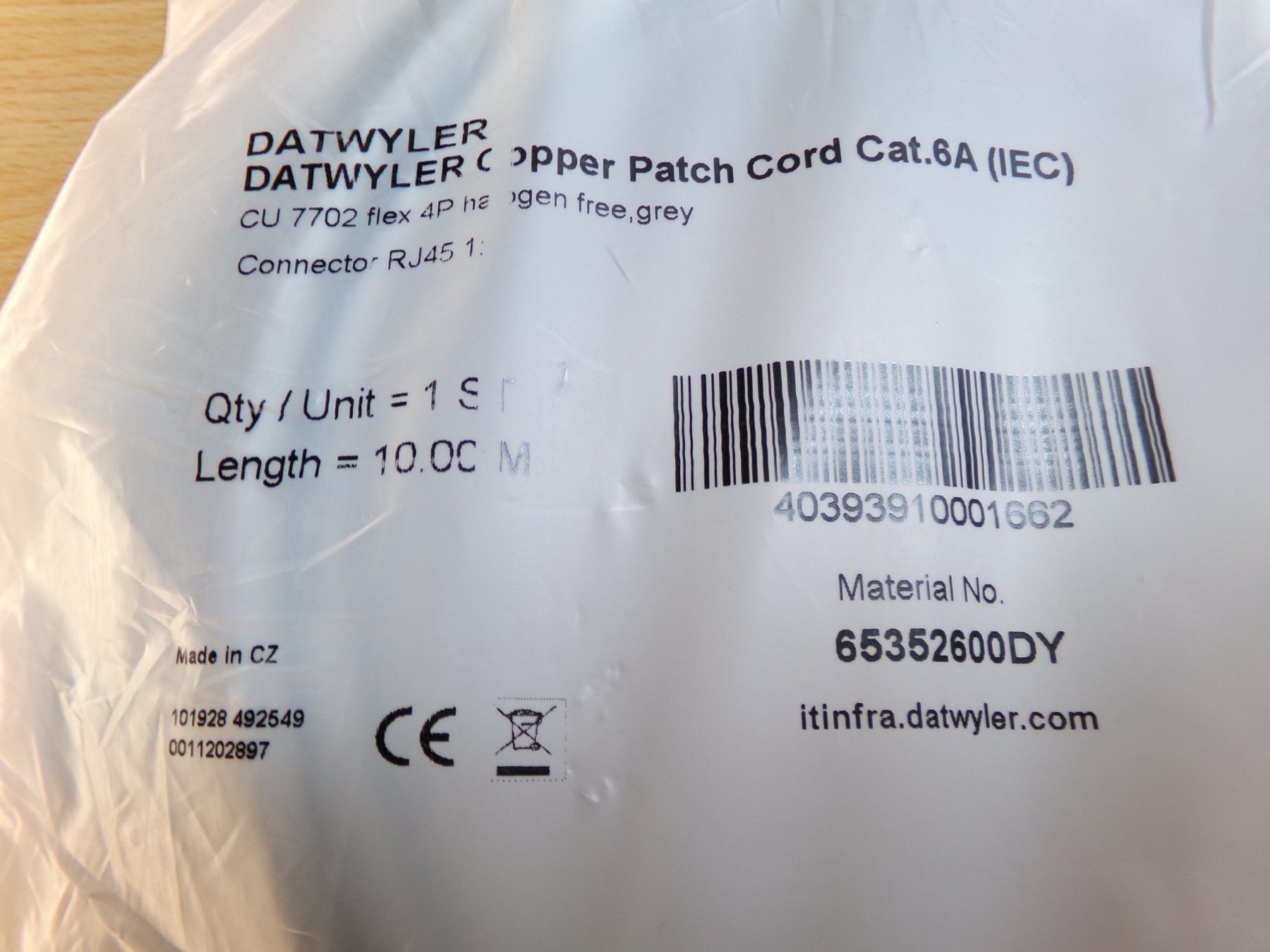 Dätwyler Kabel: Patchkabel Cat 6a grau 10m – Neu und originalverpackt aus Hombrechtikon von HaGeKa50 2