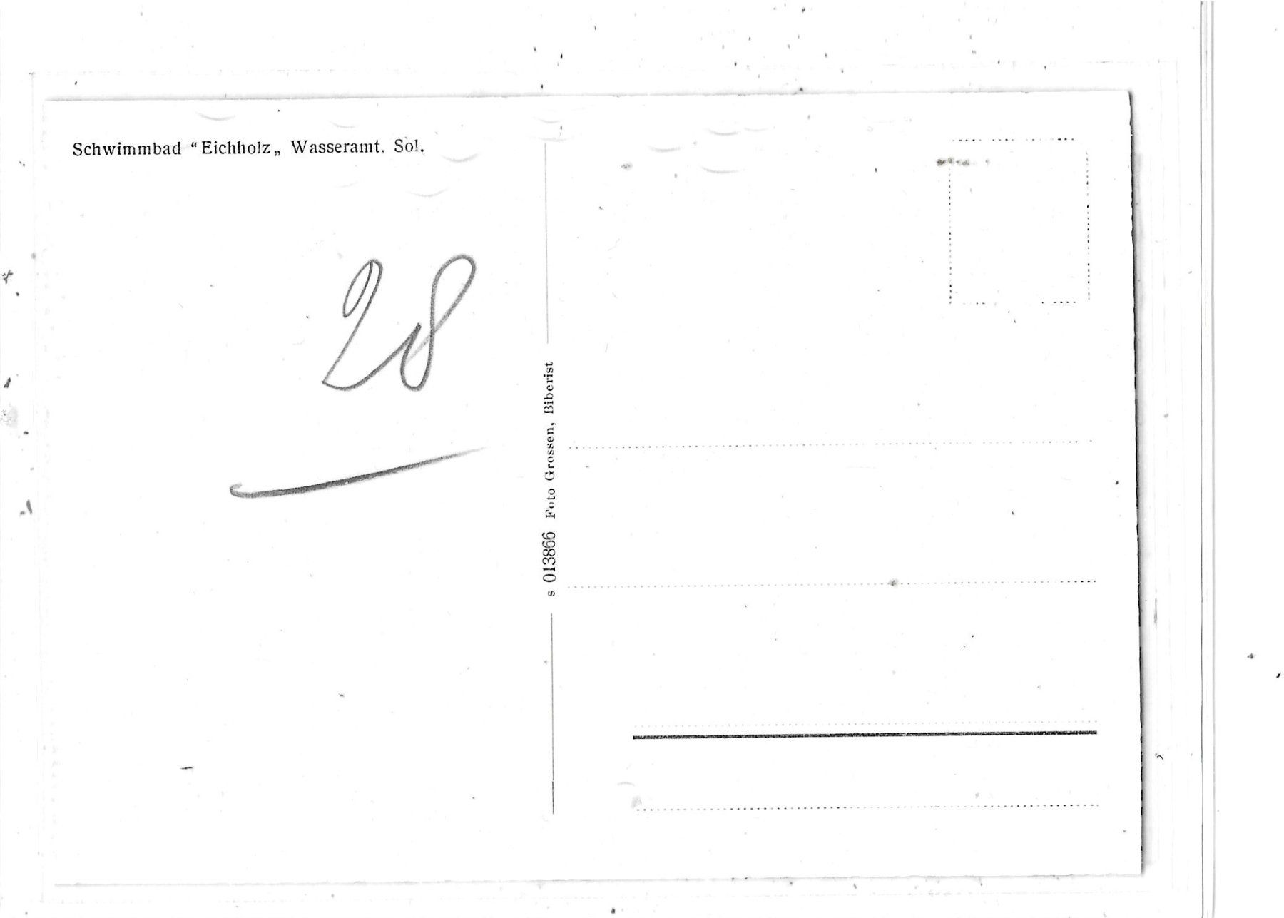 Cartoline postali: SO Wasseramt  Schwimmbad "Eichholz" – Usato da Schocherswil venduto da Wilare 1