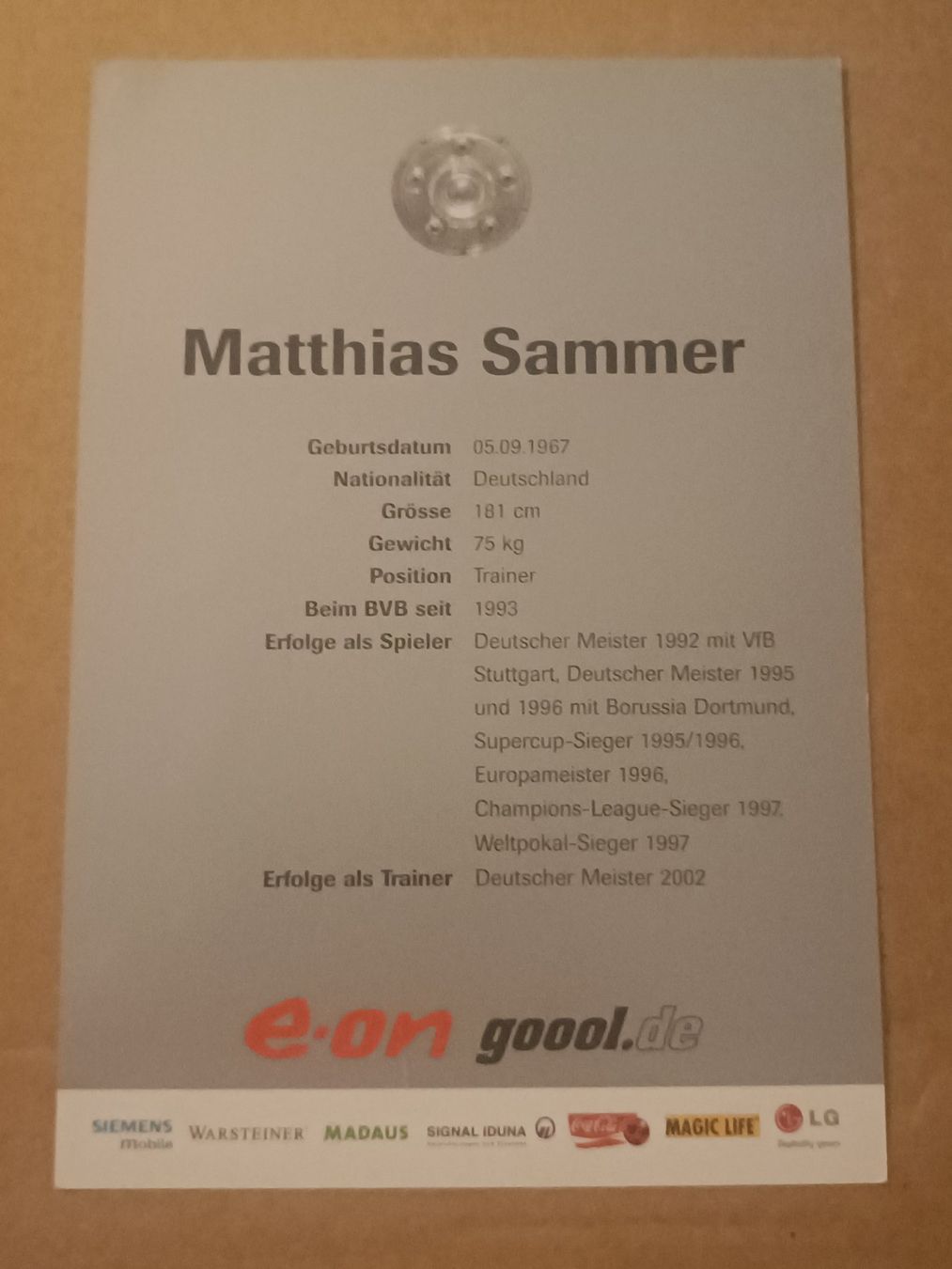 Autografi: Matthias Sammer -  handsigniert BVB – Usato da Menziken venduto da Artographs 1