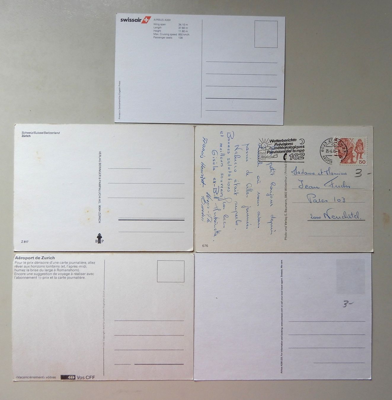 Cartoline postali: Swissair  5 x Ansichtskarten – Usato da Senèdes venduto da Framboise52 1