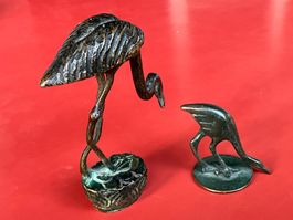 2x Flamingo Figuren Bronze guter  Zustand