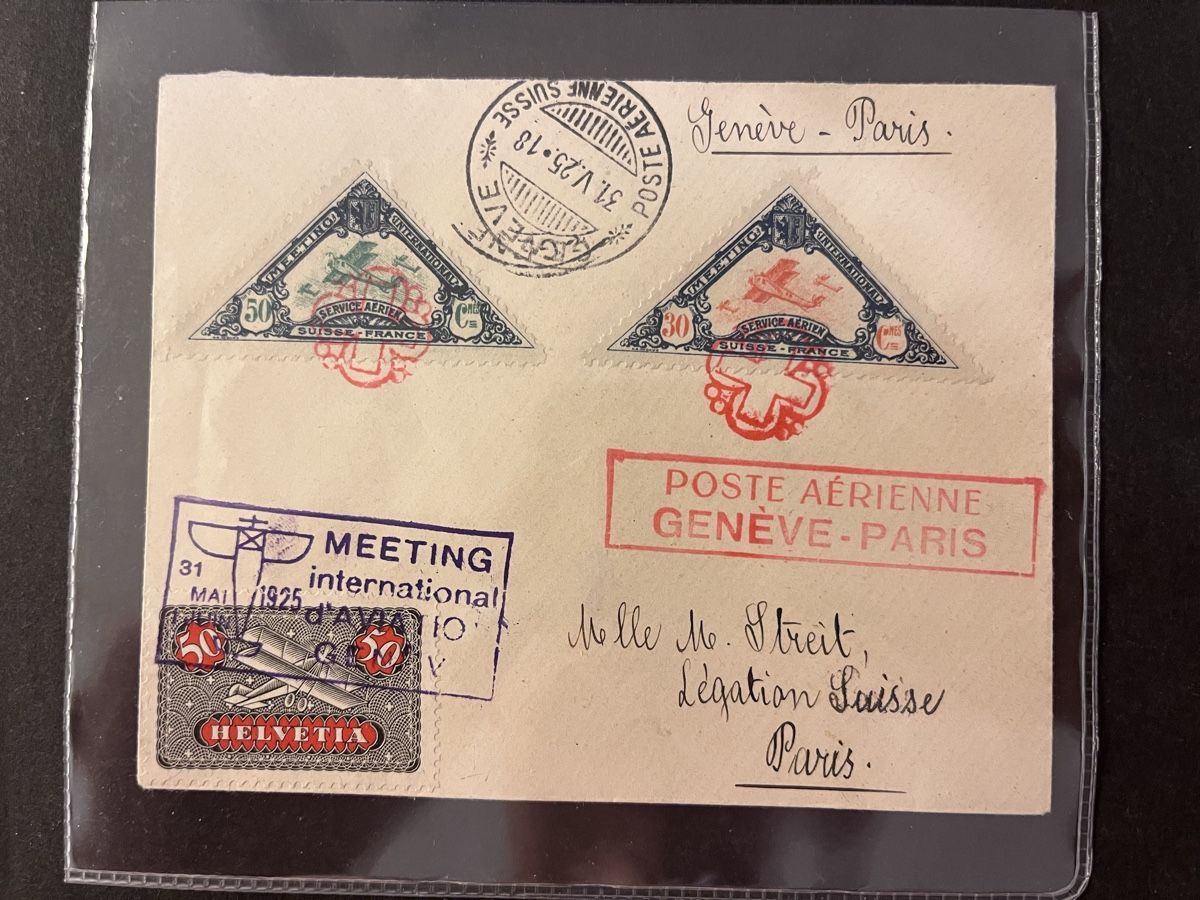 Alle Briefmarken: 1925 Flugpost Genève - Paris SF 25.4 – Gebraucht aus Sottens von thigroux