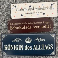 3er Set Dekoschilder: Frauen, Schokolade, Königin!