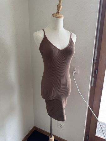 Garage Dress Ribbed Bodycon Mini Brown Size P/S Summer 54