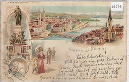 Gruss aus Zürich - Litho 1900