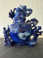 Lapis Lazuli Statue mit Soldaten und Pferd, antikes Sammler