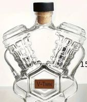 Bouteille en verre en forme de moteur V-Twin, Superbe!