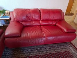 Sofa Leder rot 2-Sitzer guter Zustand