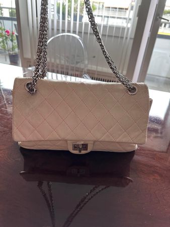 Sac à main Chanel matelassé blanc/beige  