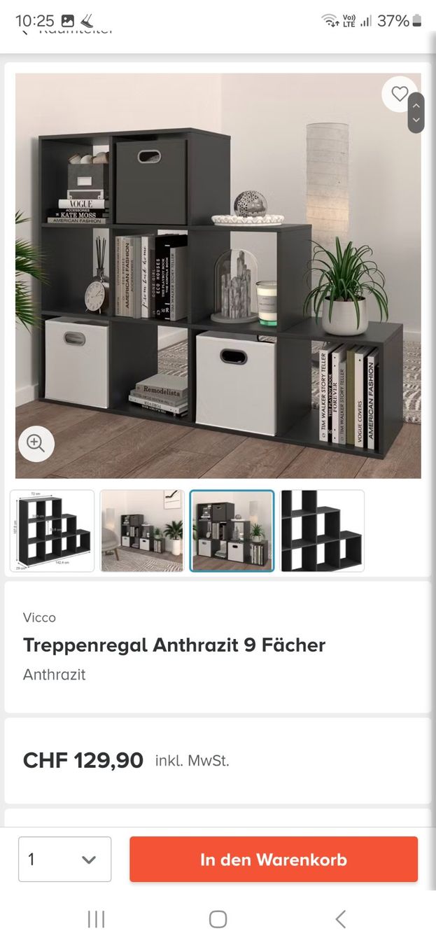 Scaffali: Treppenregal Anthrazit 9 Fächer – Usato da Schübelbach venduto da Samantha8R 2