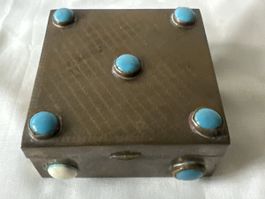 Schatulle/ Schmuckdose aus Metall mit „Türkis Steinen“ 