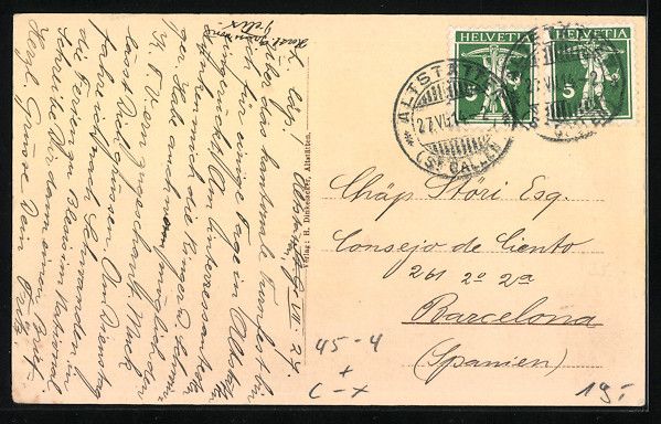 Cartoline postali: Altstätten, St. Gall. Kant. Turnfest 19 – Usato da Berlin venduto da bartko-reher 1