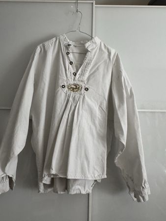 Trachtenhemd Langarm Weiss bestickte Applikation Gr. XL