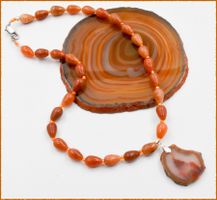 ♛ Wunderschöne Rote Aventurin Kette mit Achat Anhänger