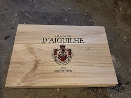 Holzkiste Wein Chateau D'Aiguilhe 2022 leer