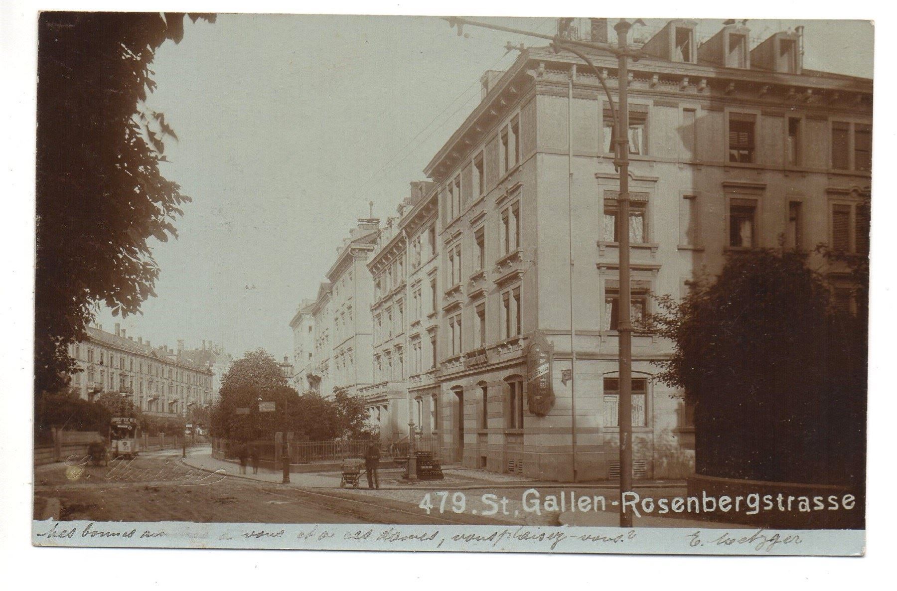 Cartoline postali: ST. GALLEN Rosenbergstrasse, Strassenbahn, Tram – Usato da Jona venduto da philajona