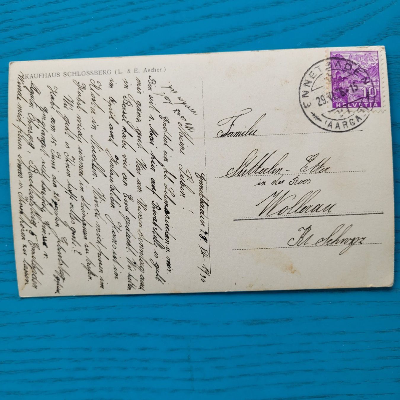 Cartoline postali: Ennetbaden ( AG)   1936 – Usato da SCHÜBELBACH venduto da CoKaHa 1