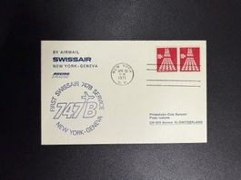Swissair Erstflugbrief New York - Genf 1971