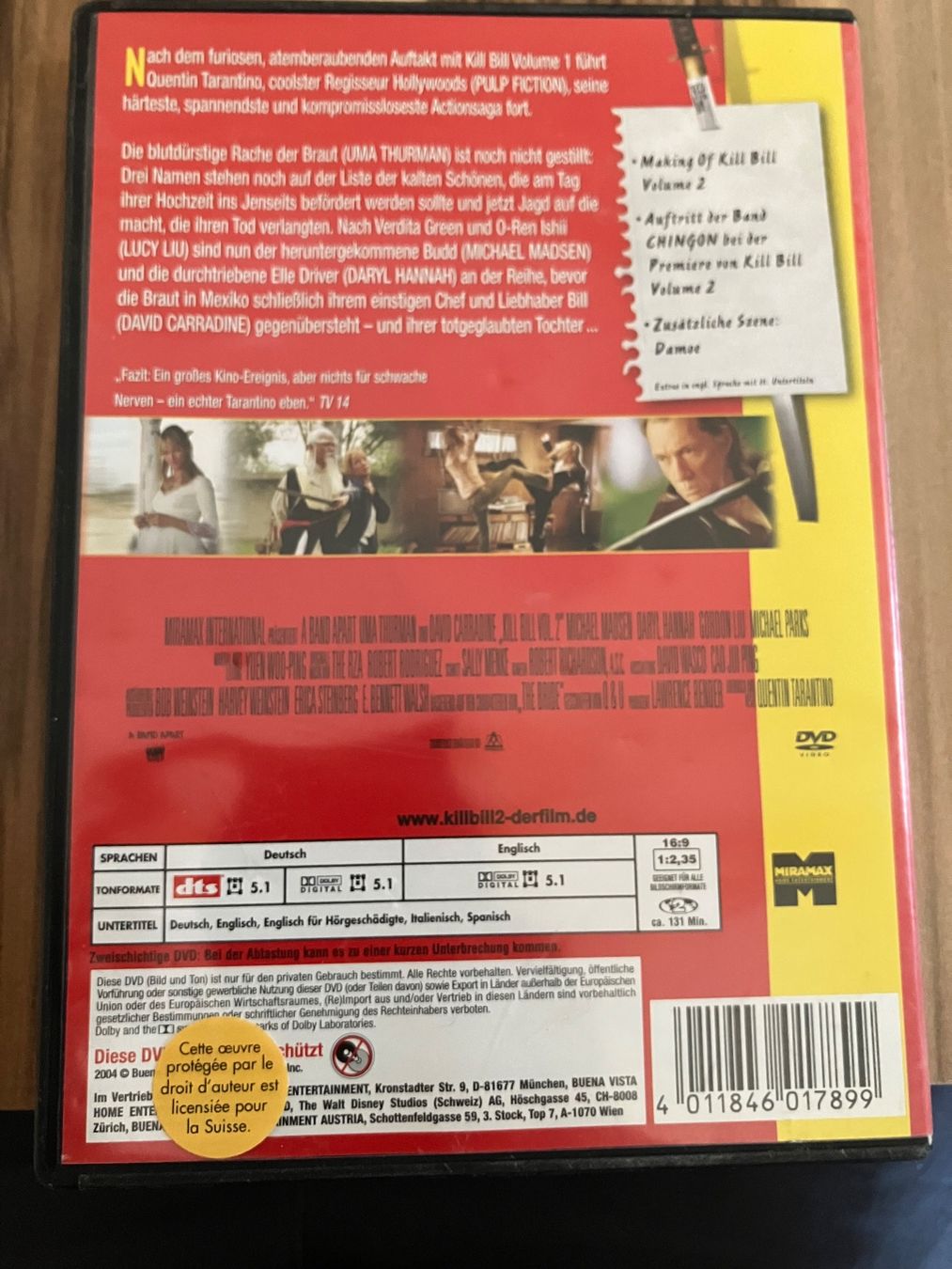 Tutti i DVDs: DVD Kill Bill 2 Tarantino – Usato da Aarwangen venduto da to-hirschi 2