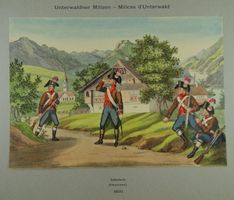 UNTERWALDNER MILIZEN LITHOGRAPHIE ~1890
