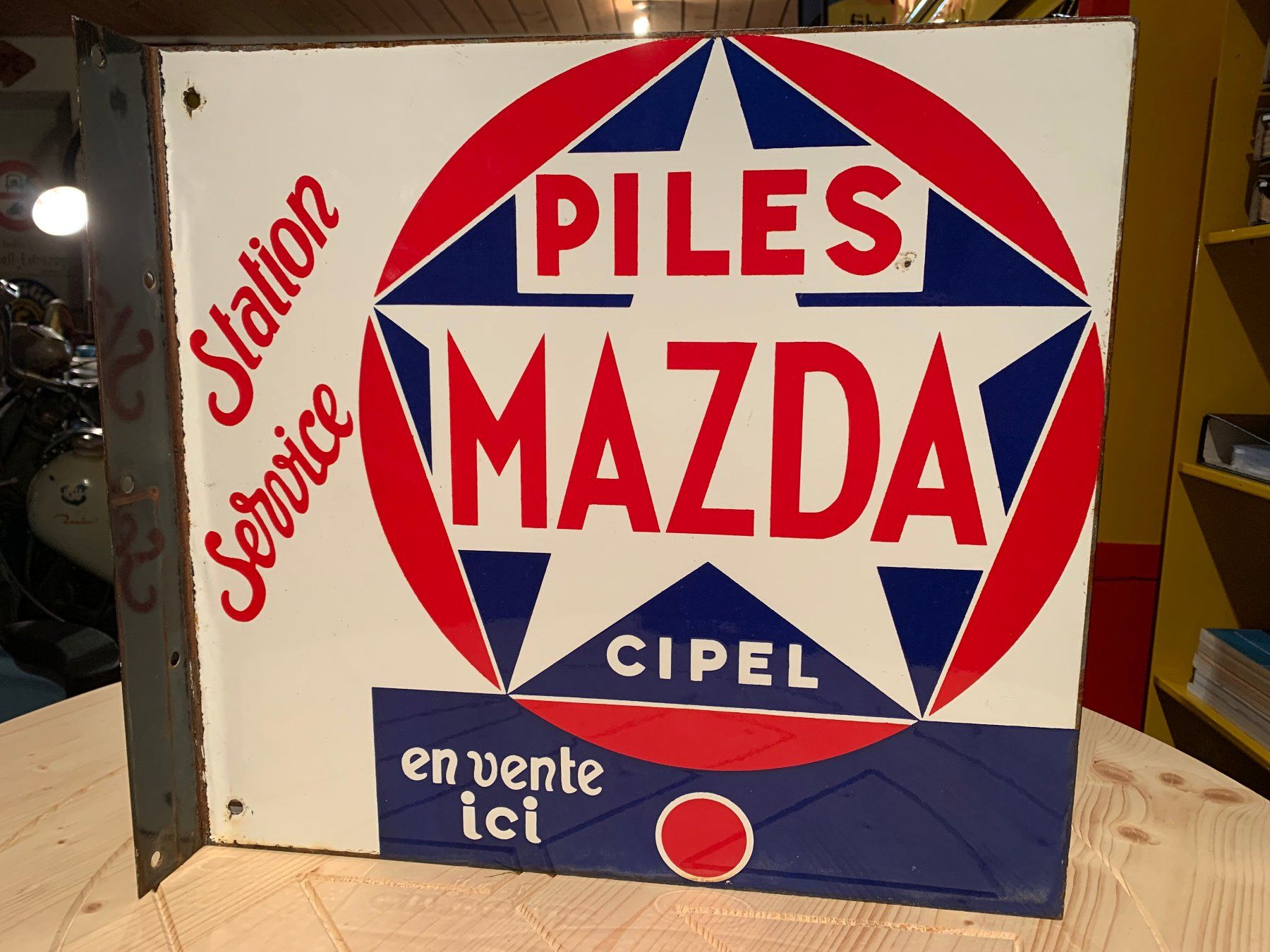 Insegne: Emailschild doppelseitig original Piles Mazda Batterien – Usato da Malix venduto da jimmipf 1