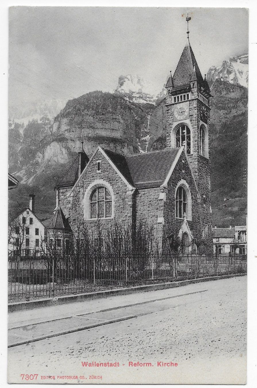 Cartoline postali: Wallenstadt - Reform. Kirche um 1907 – Usato da Hefenhofen venduto da Richsalz