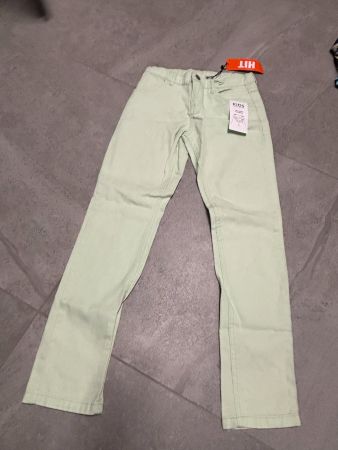 Pantalon jeans taille ajustable vert d'eau neuf taille 140