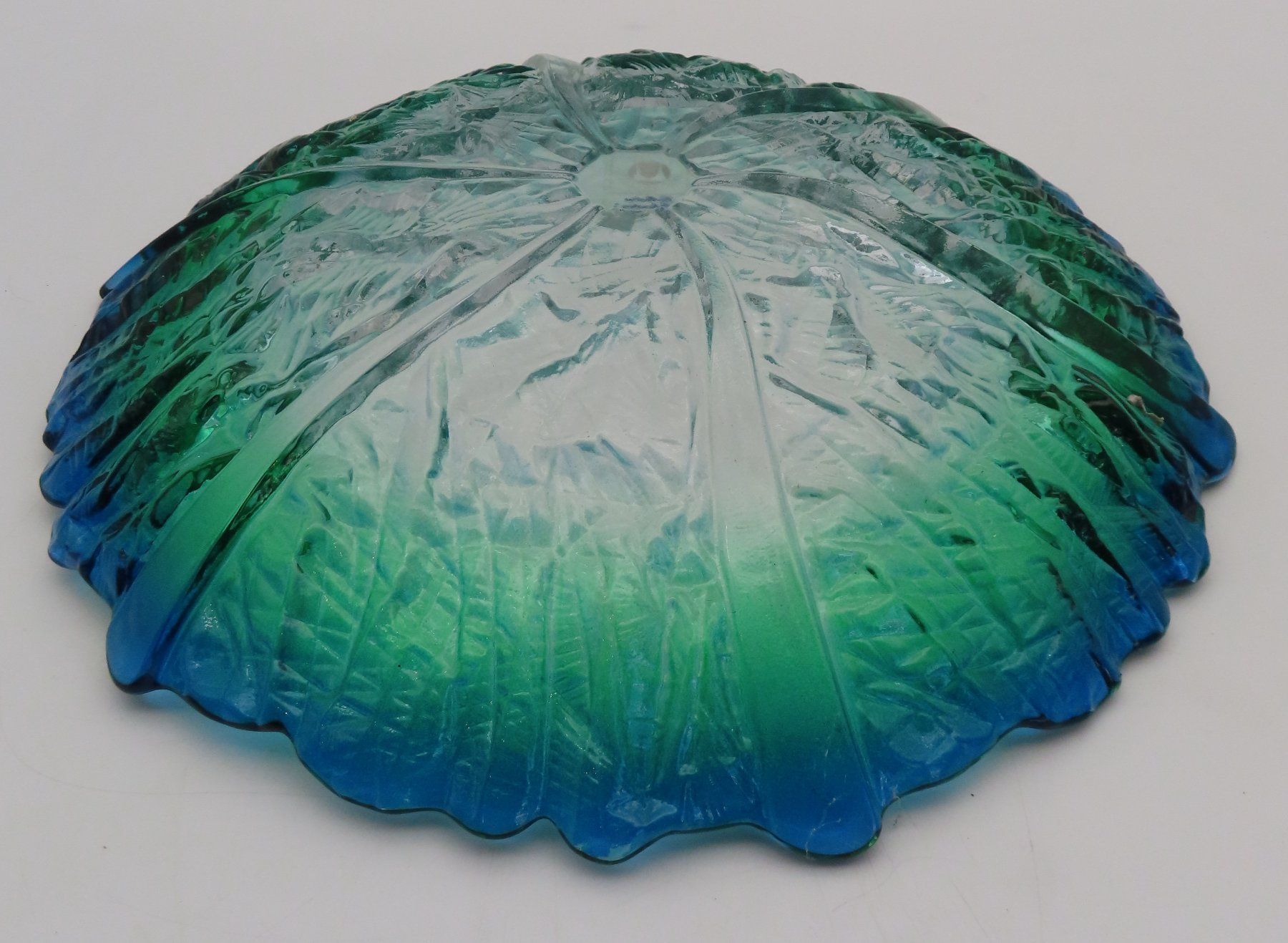 Walther Glas Ciotole: Blau-grüne Waltherglas Obstschale – Usato da Reinach BL venduto da WBZ-Flohmarkt 3