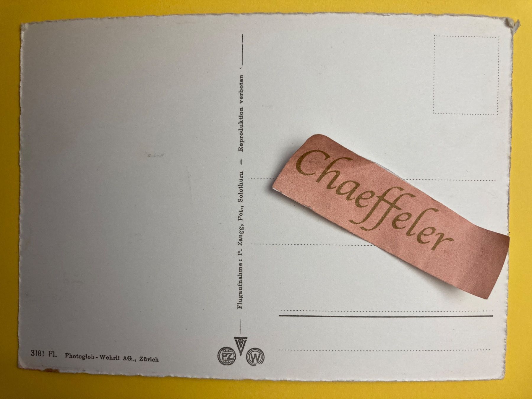 Cartoline postali: Zofingen – Usato da Zürich venduto da Chaeffeler 1