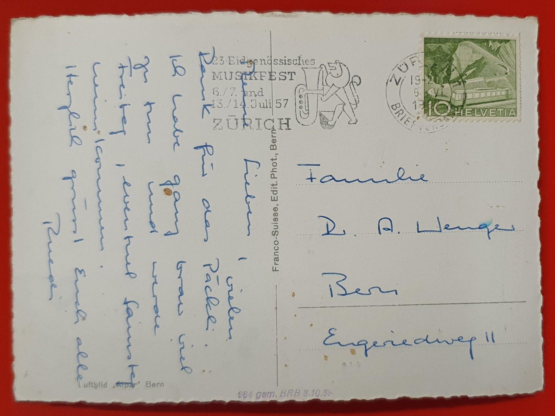 Cartoline postali: Fliegeraufnahme von Seftigen 1957 – Usato da Kreuzlingen venduto da Rschweiz1 1