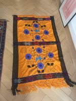 Mexican Wandteppich bestickt gelb Blumenmotiv guter Zustand