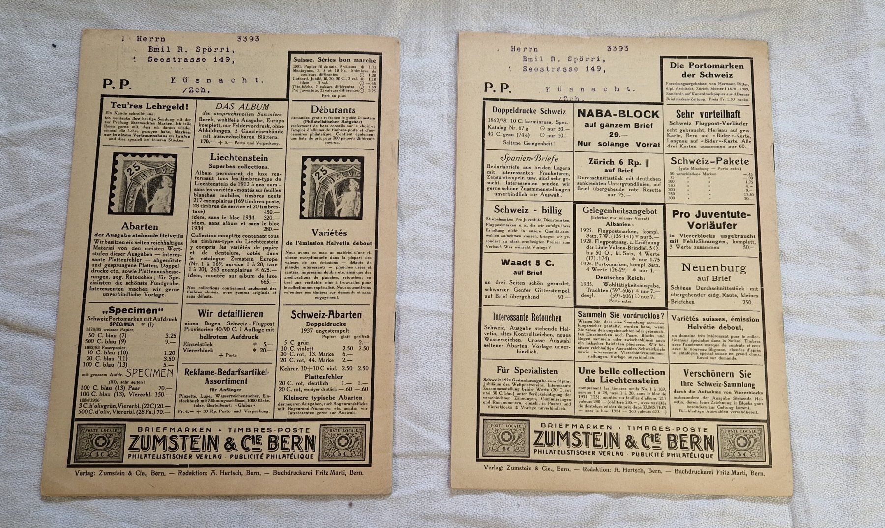 Tous les timbres: BERNER BRIEFMARKEN ZEITUNG 1939 – D'occasion à Bilten par Mic2022 1
